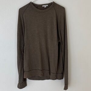 James Perse Brown Long Sleeve Crewneck Sweater